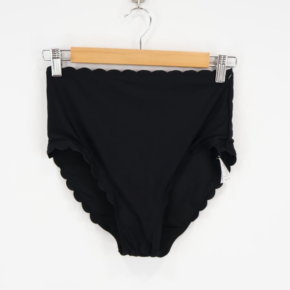 J.Crew Factory High Rise Scalloped Bikini Bottom Black Size Small NWT